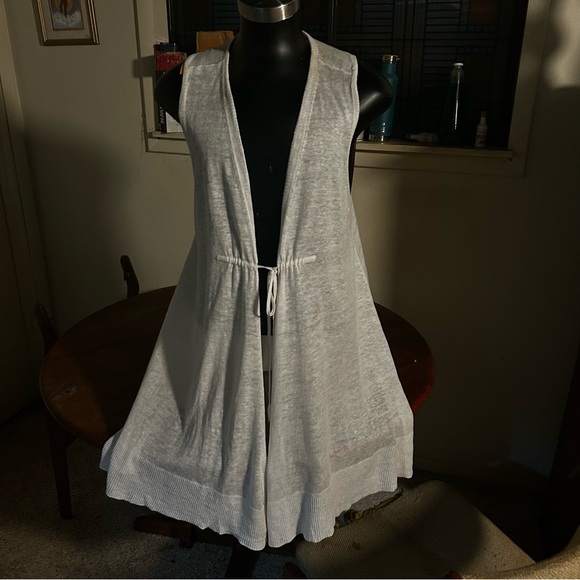 Eileen‎ Fisher White Linen Knit Tie Front vest. Size XL - Picture 2 of 14